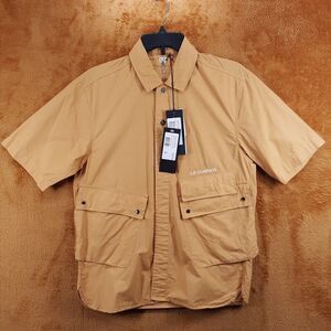 CP COMPANY Shirt Mens Small Tan Button Up Utility Short Sleeve POPELINE $275